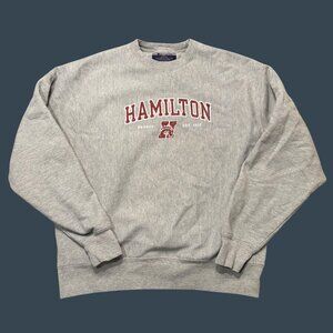 Champion Hamilton Broncos Reverse Weave Crewneck Sweatshirt L Gray Cotton/Polyes